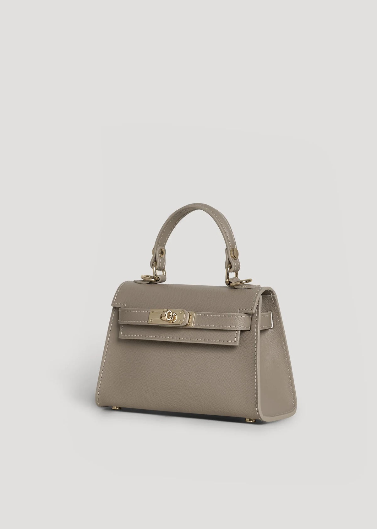 Geantă LINA mini taupe deschis - detaliu material piele