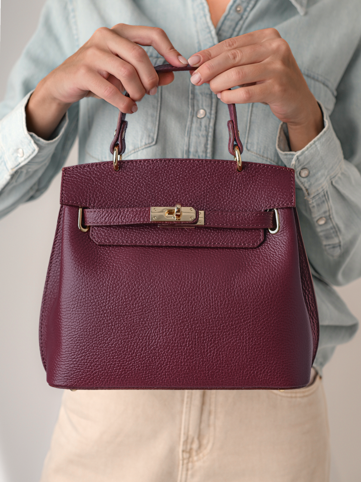 Geantă MIA piele naturală burgundy - vedere principală