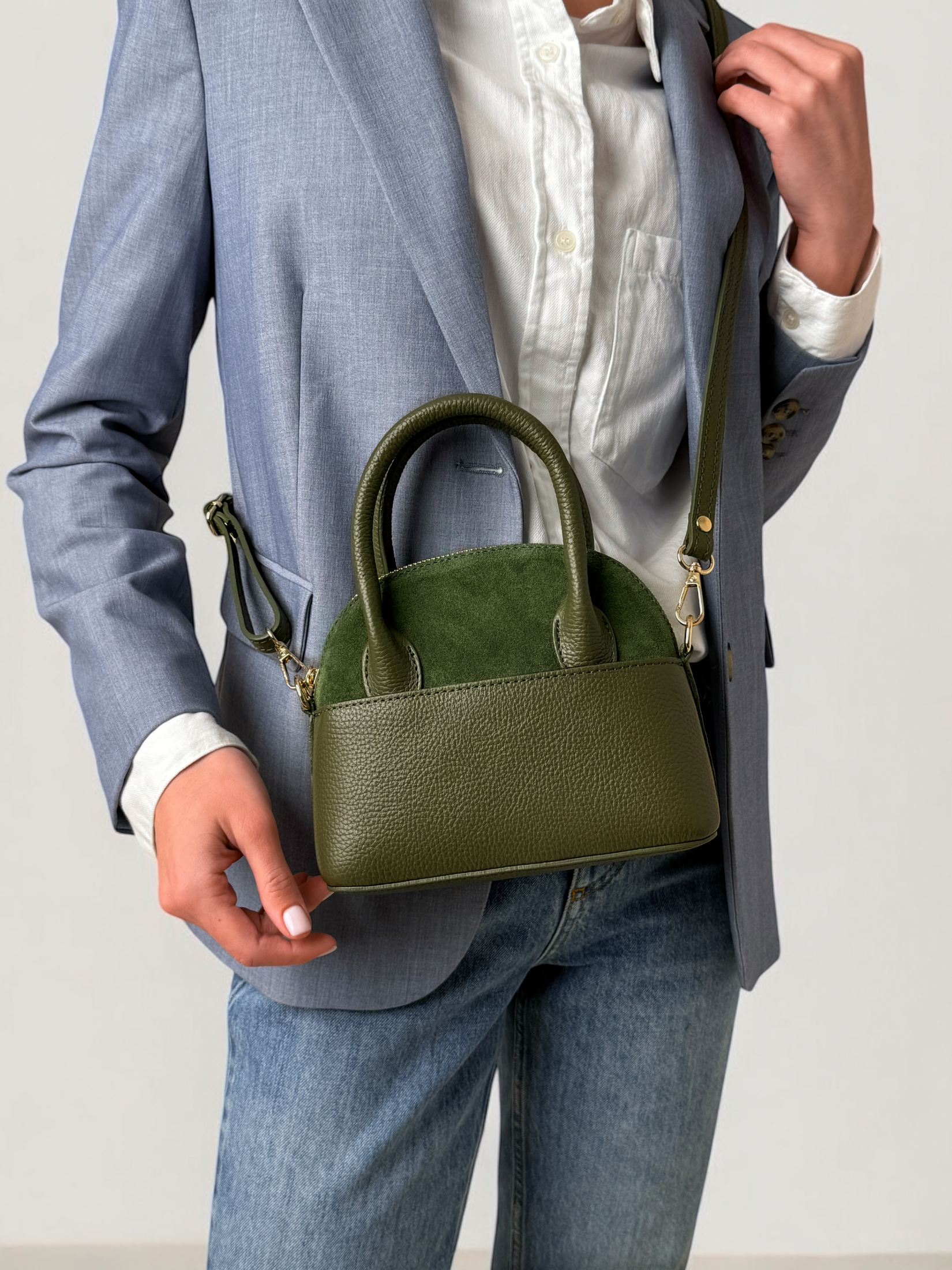 EMMA MINI VELUR DUNKEL OLIV