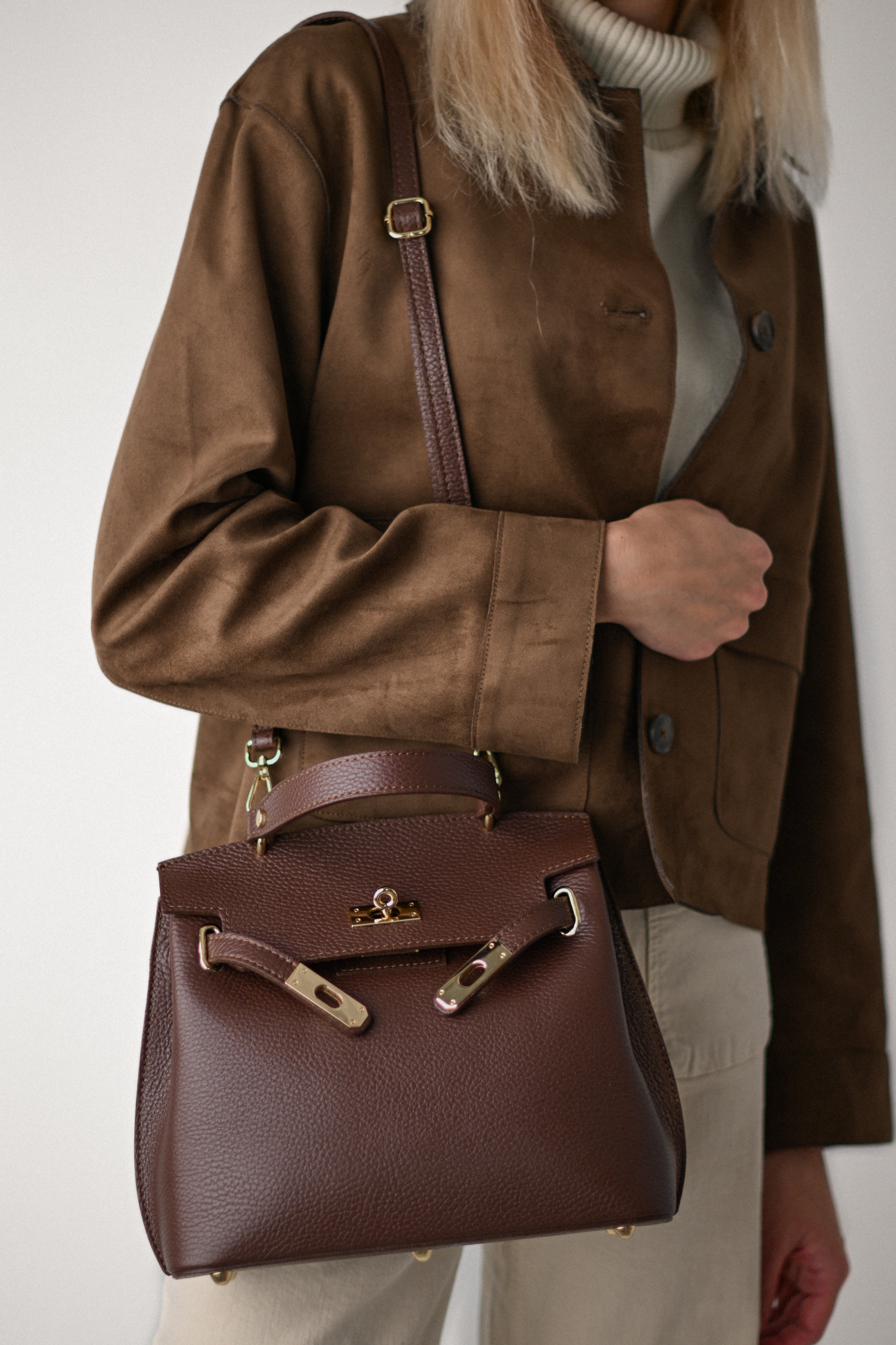 MIA DUNKLE SCHOKOLADE, ECHTES LEDER