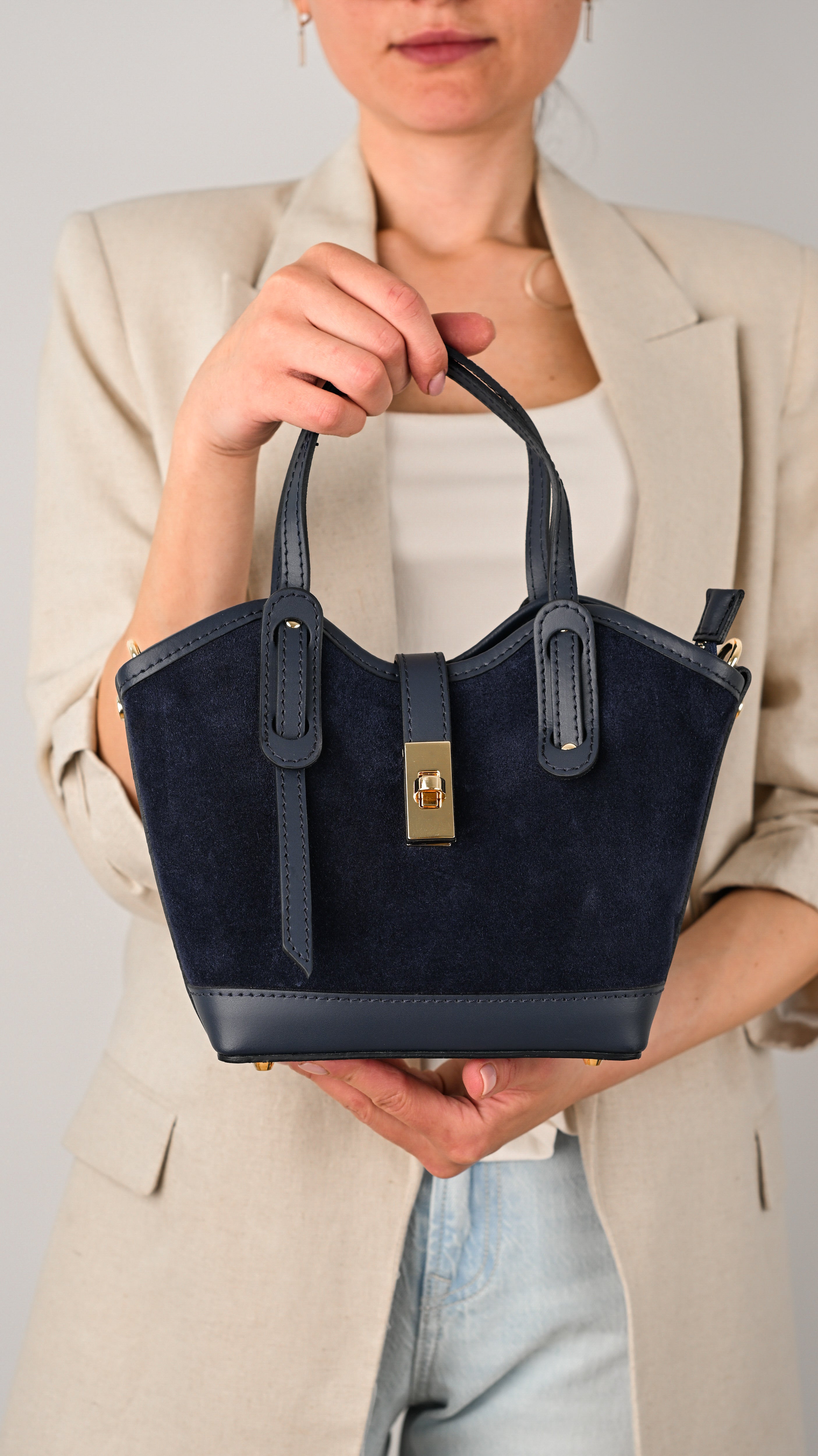 Geantă VANESSA piele naturală mini midnight navy - vedere principală