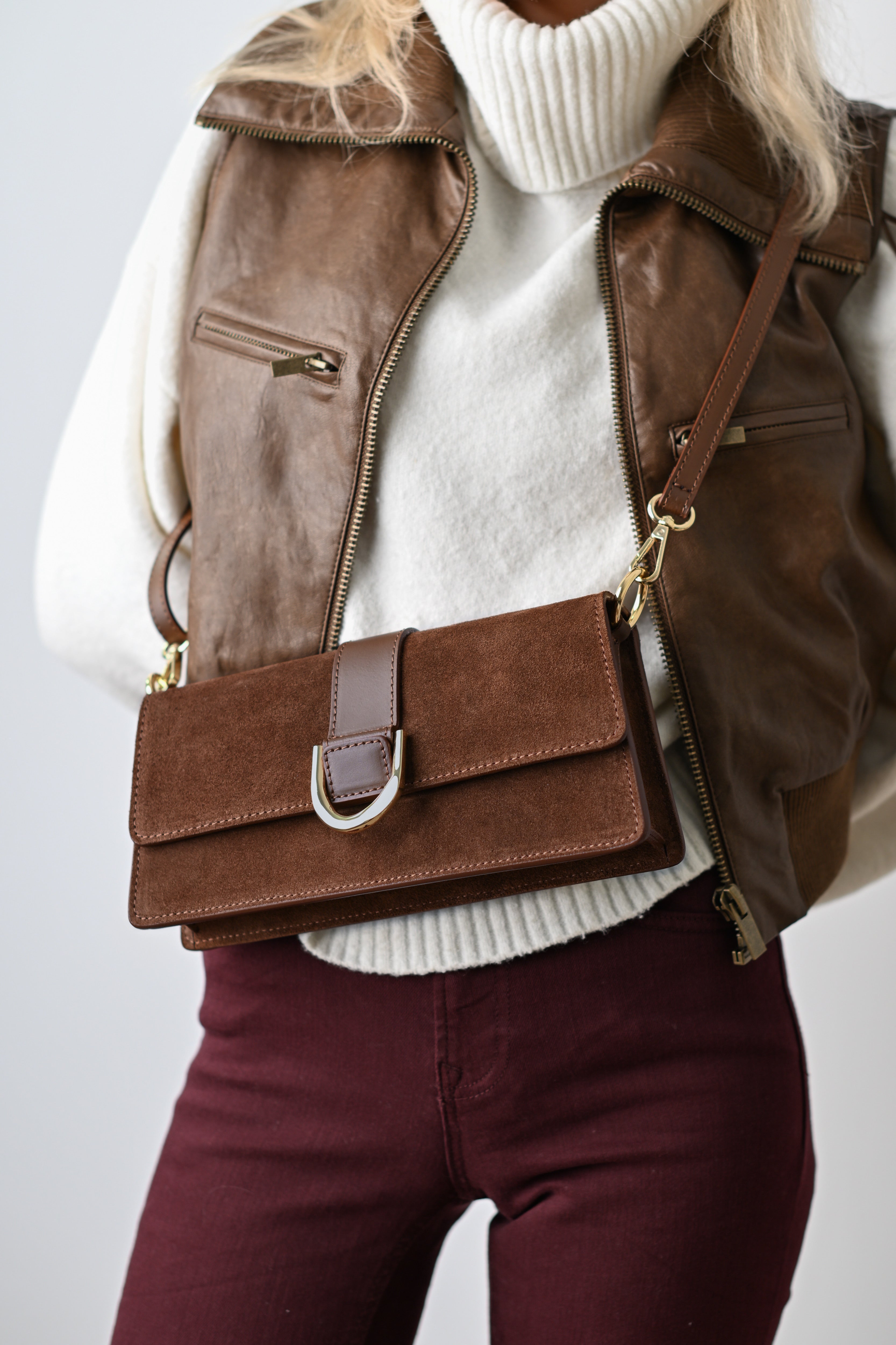 ALEXIA MARO CIOCOLATIU, VELUR, PIELE NATURALĂ..