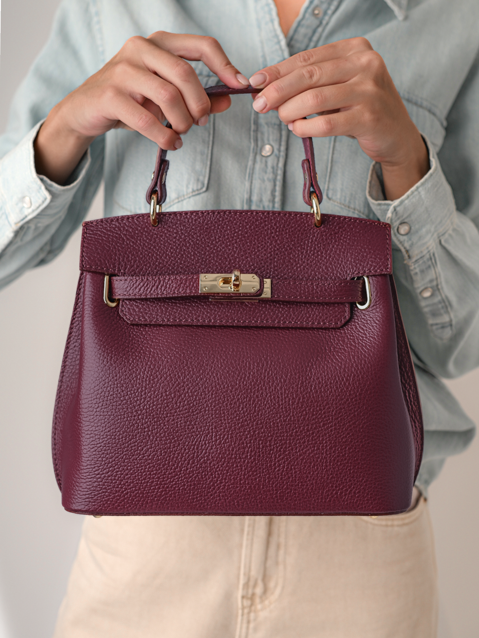 MIA BURGUNDY, PIELE NATURALĂ.