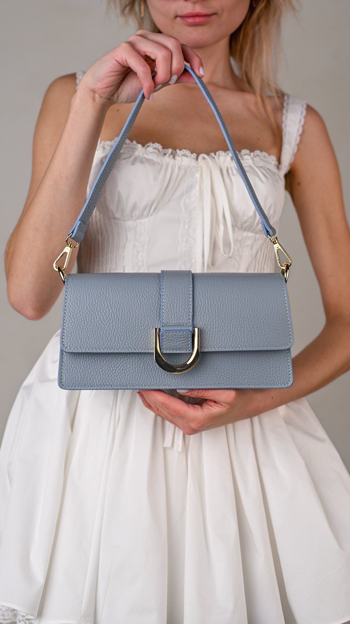 Geantă ALEXIA piele naturală baby blue - vedere principală