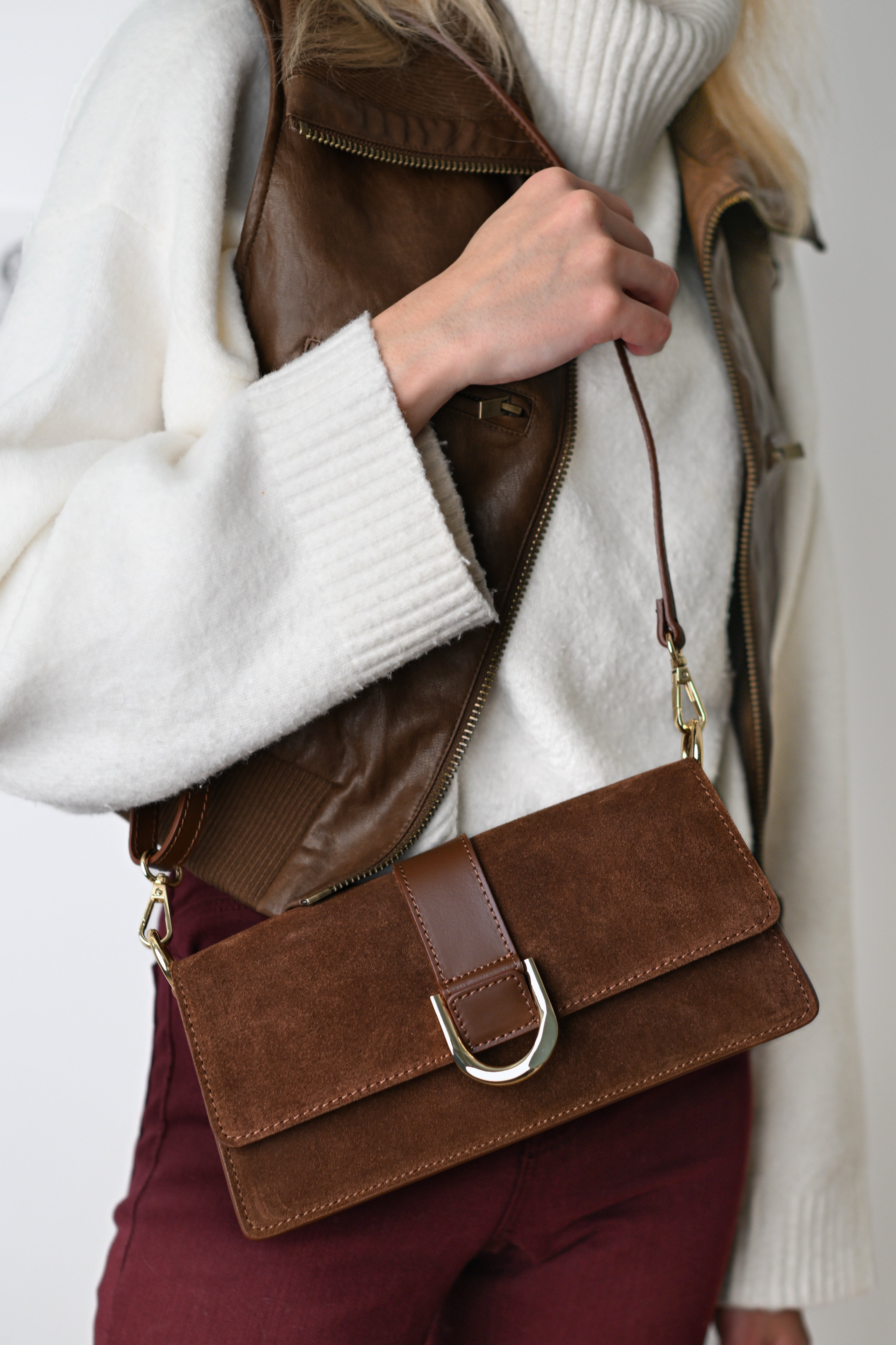 ALEXIA MARO CIOCOLATIU, VELUR, PIELE NATURALĂ..